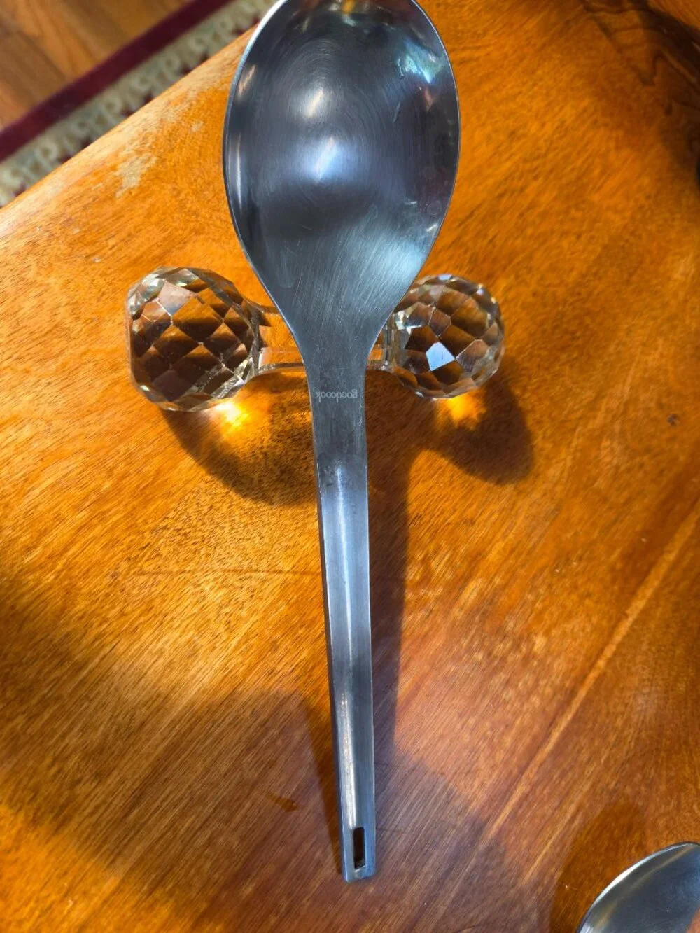 vintage crystal barbell spoon or knife rest